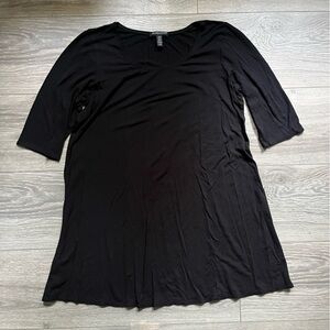 Eileen Fisher Black 3/4 Length Sleeve Petite Viscose Flowy Tunic Size S Fall